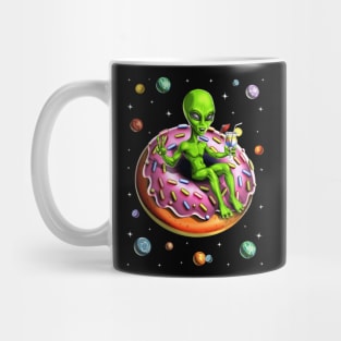 Space Alien Riding Donut Mug